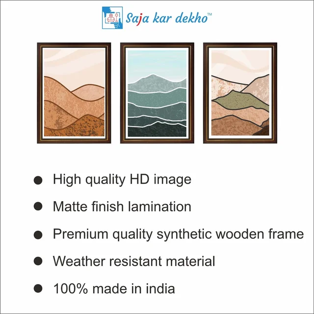 SAJA KAR DEKHO Abstract Mountain High Quality Weather Resistant HD Wall Frame | 18 x 12 inch | - 18 X 12 inch