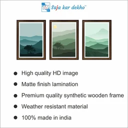 SAJA KAR DEKHO Colorful Mountain, Tree And Sun High Quality Weather Resistant HD Wall Frame | 18 x 12 inch | - 18 X 12 inch