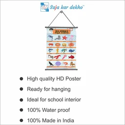 saja kar dekho SEA ANIMALS (સમુદ્રી પ્રાણિઓ) Wall Handing Poster For Kids | SEA ANIMALS With Picture High Quality Weather Resistant HD Wall Poster | 30 x 48 inch | - 30 x 48 inch