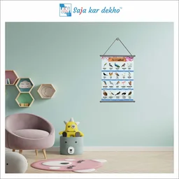 saja kar dekho BIRDS (પક્ષીઓ) Wall Handing Poster For Kids | Famous Birds Names With Picture High Quality Weather Resistant HD Wall Poster | 30 x 48 inch | - 30 x 48 inch