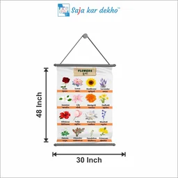 saja kar dekho FLOWERS (ફૂલ) Wall Handing Poster For Kids | Famous FLOWERS Names With Picture High Quality Weather Resistant HD Wall Poster | 30 x 48 inch | - 30 x 48 inch