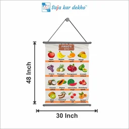 saja kar dekho FRUITS (ફળો) Wall Handing Poster For Kids | Famous FRUITS Names With Picture High Quality Weather Resistant HD Wall Poster | 30 x 48 inch | - 30 x 48 inch