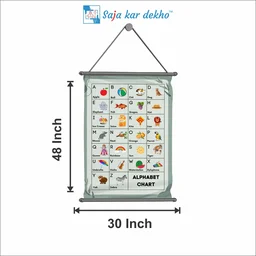 saja kar dekho ALPHABET Wall Handing Poster For Kids | ALPHABET With Picture High Quality Weather Resistant HD Wall Poster | 30 x 48 inch | - 30 x 48 inch