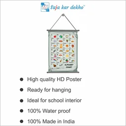 saja kar dekho ALPHABET Wall Handing Poster For Kids | ALPHABET With Picture High Quality Weather Resistant HD Wall Poster | 30 x 48 inch | - 30 x 48 inch