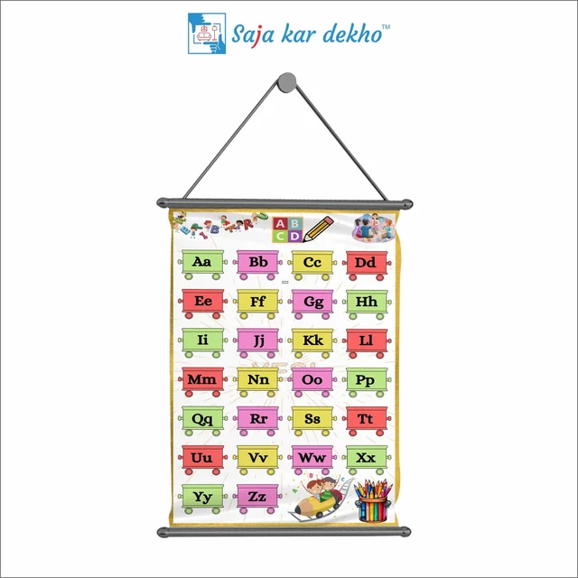 saja kar dekho ABCD Wall Handing Poster For Kids | ABCD With Picture High Quality Weather Resistant HD Wall Poster | 30 x 48 inch | - 30 x 48 inch