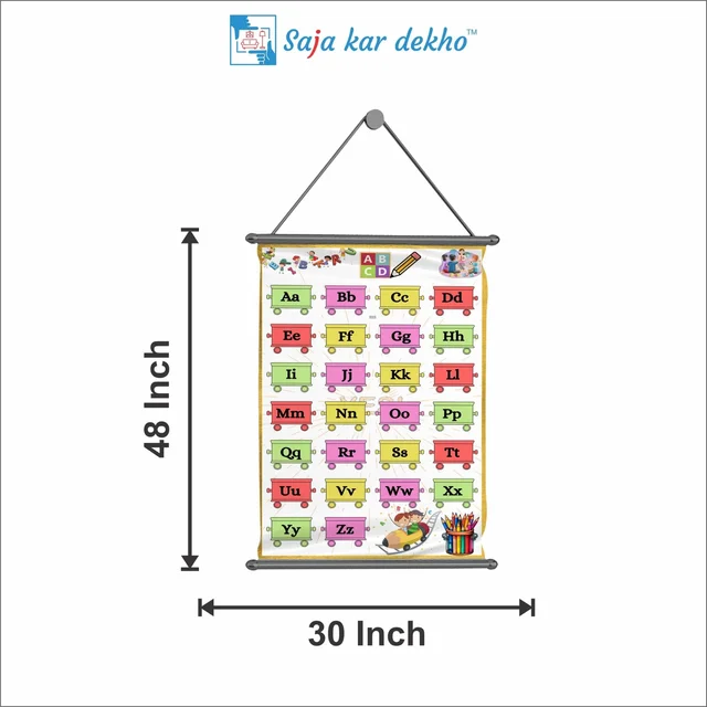 saja kar dekho ABCD Wall Handing Poster For Kids | ABCD With Picture High Quality Weather Resistant HD Wall Poster | 30 x 48 inch | - 30 x 48 inch
