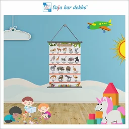 saja kar dekho WILD ANIMALS Wall Handing Poster For Kids | WILD ANIMALS With Picture High Quality Weather Resistant HD Wall Poster | 30 x 48 inch | - 30 x 48 inch