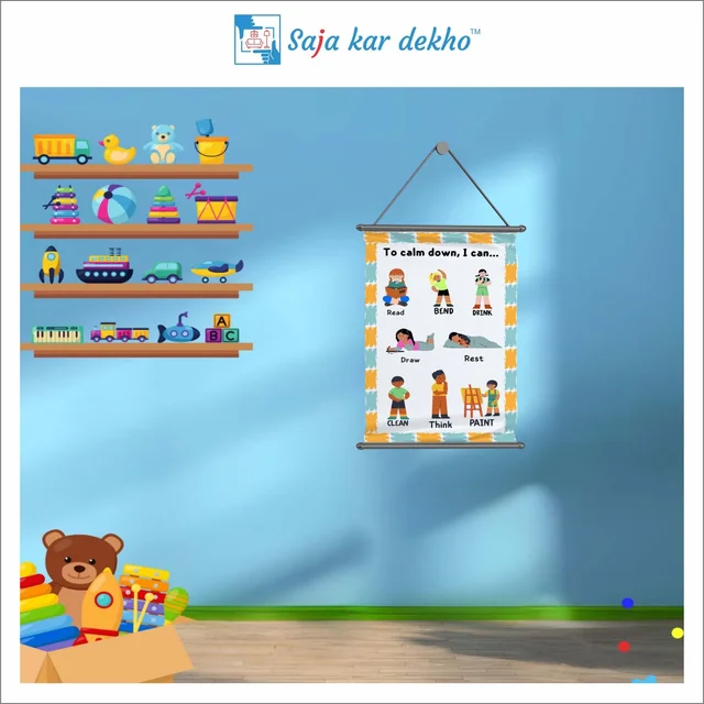 saja kar dekho TO CALM DOWN, I CAN… Wall Handing Poster For Kids | TO CALM DOWN, I CAN… With Picture High Quality Weather Resistant HD Wall Poster | 30 x 48 inch | - 30 x 48 inch