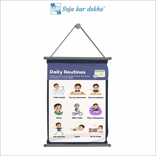 saja kar dekho DAILY ROUTINES Wall Handing Poster For Kids | DAILY ROUTINES With Picture High Quality Weather Resistant HD Wall Poster | 30 x 48 inch | - 30 x 48 inch