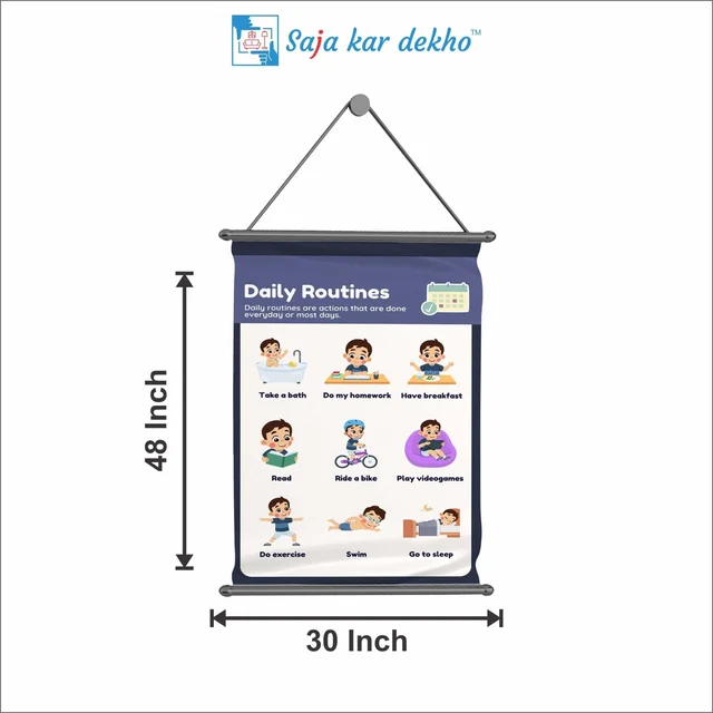 saja kar dekho DAILY ROUTINES Wall Handing Poster For Kids | DAILY ROUTINES With Picture High Quality Weather Resistant HD Wall Poster | 30 x 48 inch | - 30 x 48 inch