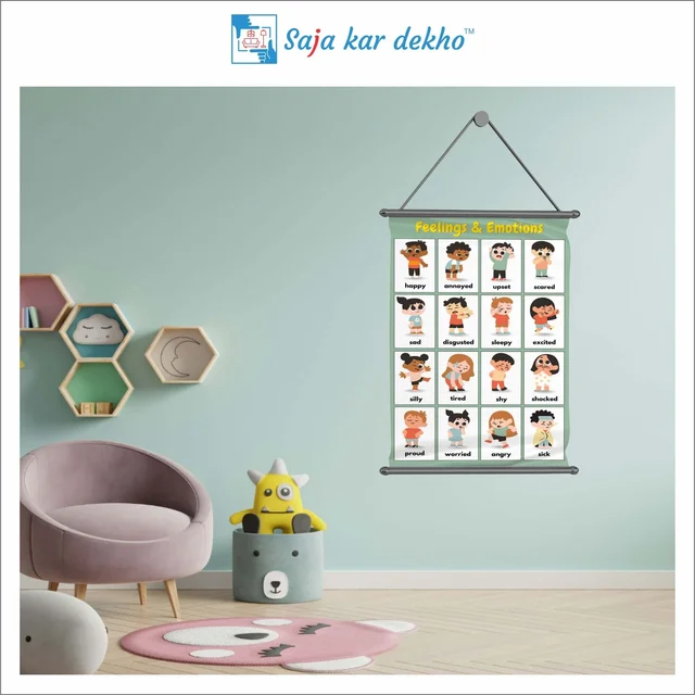 saja kar dekho FEELING & EMOTIONS Wall Handing Poster For Kids | FEELING & EMOTIONS With Picture High Quality Weather Resistant HD Wall Poster | 30 x 48 inch | - 30 x 48 inch