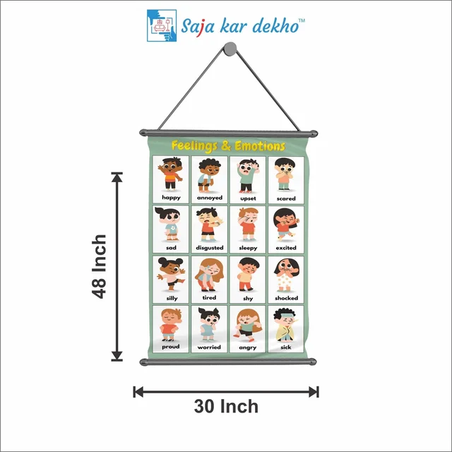 saja kar dekho FEELING & EMOTIONS Wall Handing Poster For Kids | FEELING & EMOTIONS With Picture High Quality Weather Resistant HD Wall Poster | 30 x 48 inch | - 30 x 48 inch