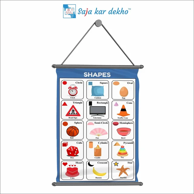 saja kar dekho SHAPES Wall Handing Poster For Kids | SHAPES With Picture High Quality Weather Resistant HD Wall Poster | 30 x 48 inch | - 30 x 48 inch