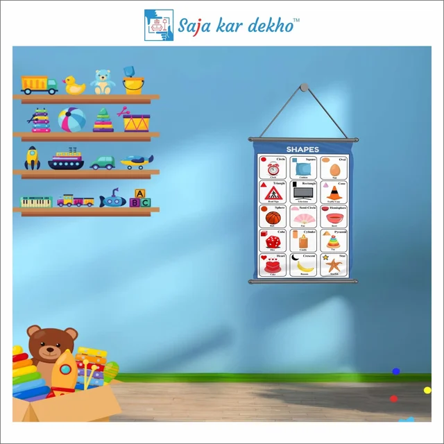 saja kar dekho SHAPES Wall Handing Poster For Kids | SHAPES With Picture High Quality Weather Resistant HD Wall Poster | 30 x 48 inch | - 30 x 48 inch
