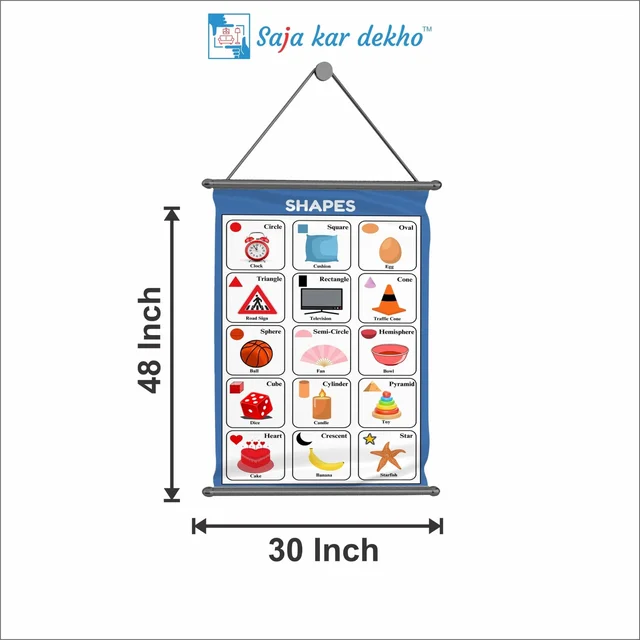 saja kar dekho SHAPES Wall Handing Poster For Kids | SHAPES With Picture High Quality Weather Resistant HD Wall Poster | 30 x 48 inch | - 30 x 48 inch