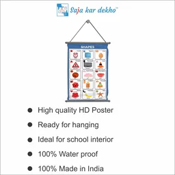 saja kar dekho SHAPES Wall Handing Poster For Kids | SHAPES With Picture High Quality Weather Resistant HD Wall Poster | 30 x 48 inch | - 30 x 48 inch