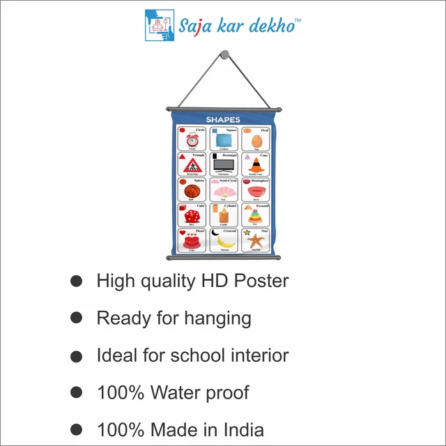 saja kar dekho SHAPES Wall Handing Poster For Kids | SHAPES With Picture High Quality Weather Resistant HD Wall Poster | 30 x 48 inch | - 30 x 48 inch