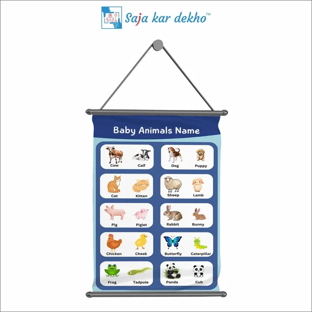 saja kar dekho MOTHER AND BABY ANIMALS Wall Handing Poster For Kids | MOTHER AND BABY ANIMALS With Picture High Quality Weather Resistant HD Wall Poster | 30 x 48 inch | - 30 x 48 inch