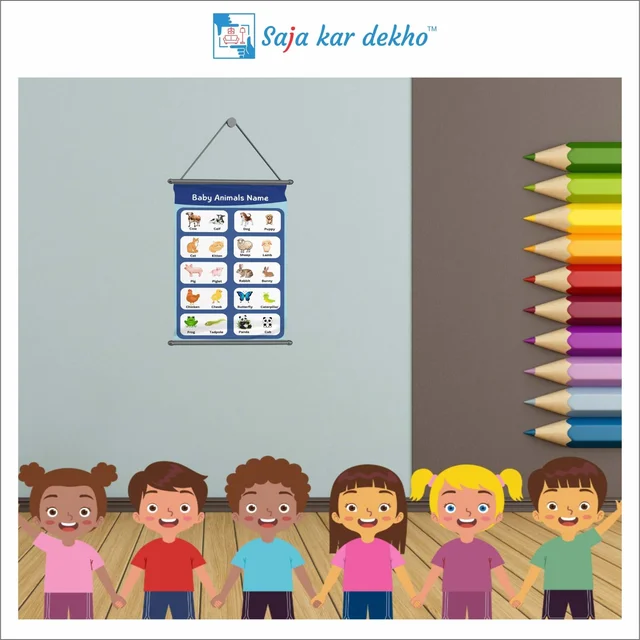 saja kar dekho MOTHER AND BABY ANIMALS Wall Handing Poster For Kids | MOTHER AND BABY ANIMALS With Picture High Quality Weather Resistant HD Wall Poster | 30 x 48 inch | - 30 x 48 inch