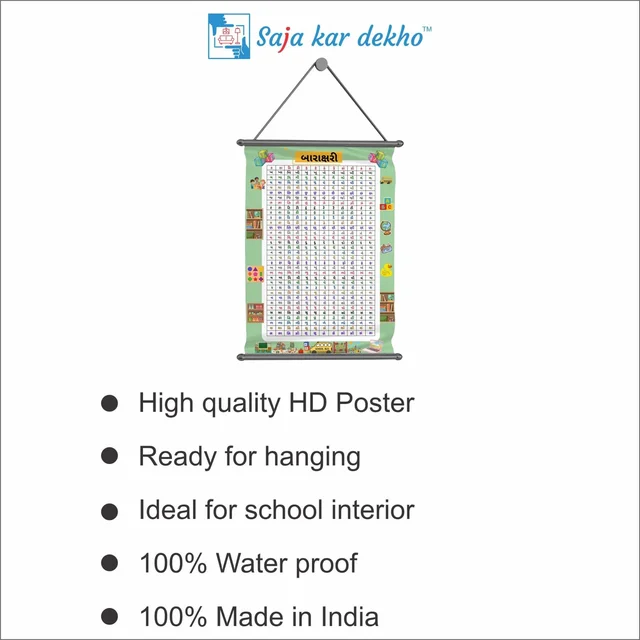 saja kar dekho બારાક્ષરી Wall Handing Poster For Kids | બારાક્ષરી Picture High Quality Weather Resistant HD Wall Poster | 30 x 48 inch | - 30 x 48 inch