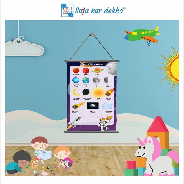 saja kar dekho OUTER SPACE Wall Handing Poster For Kids | OUTER SPACE With Picture High Quality Weather Resistant HD Wall Poster | 30 x 48 inch | - 30 x 48 inch