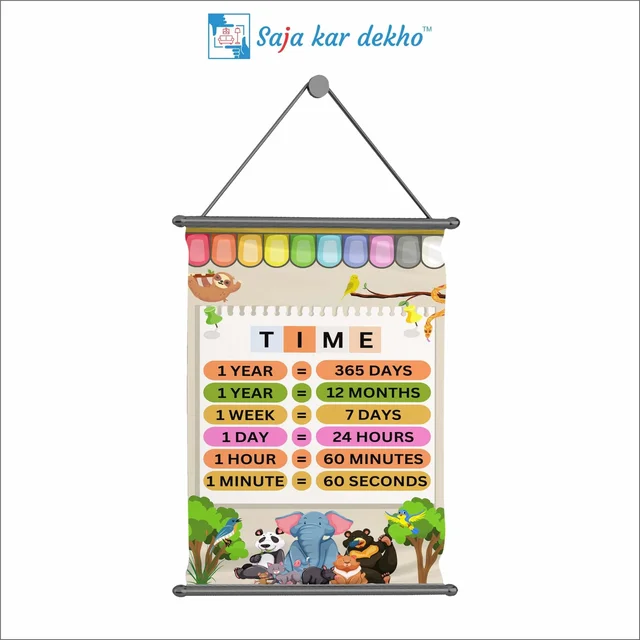 saja kar dekho TIME Wall Handing Poster For Kids | TIME With Picture High Quality Weather Resistant HD Wall Poster | 30 x 48 inch | - 30 x 48 inch