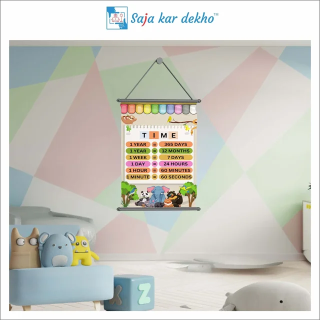 saja kar dekho TIME Wall Handing Poster For Kids | TIME With Picture High Quality Weather Resistant HD Wall Poster | 30 x 48 inch | - 30 x 48 inch