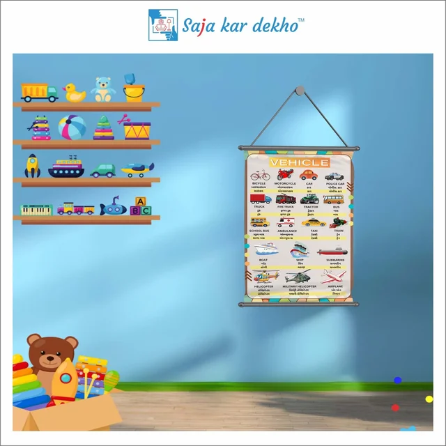 saja kar dekho VEHICLE Wall Handing Poster For Kids | VEHICLE With Picture High Quality Weather Resistant HD Wall Poster | 30 x 48 inch | - 30 x 48 inch