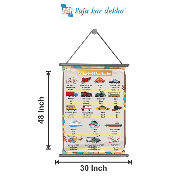 saja kar dekho VEHICLE Wall Handing Poster For Kids | VEHICLE With Picture High Quality Weather Resistant HD Wall Poster | 30 x 48 inch | - 30 x 48 inch