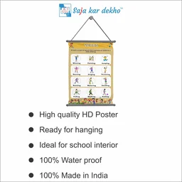 saja kar dekho VERBS Wall Handing Poster For Kids | VERBS With Picture High Quality Weather Resistant HD Wall Poster | 30 x 48 inch | - 30 x 48 inch