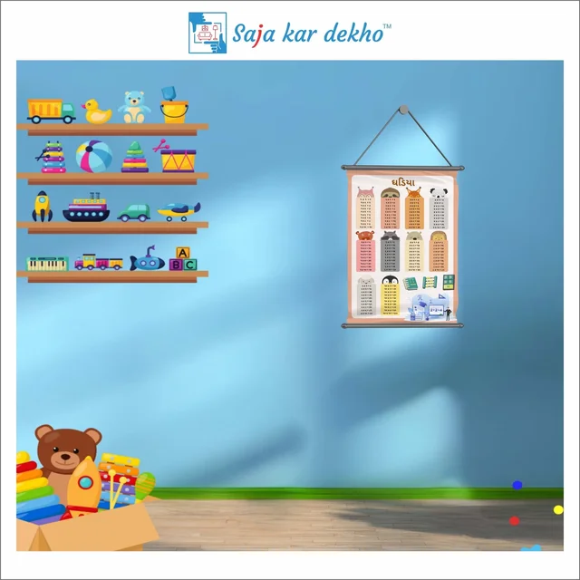 saja kar dekho ઘડિયા Wall Handing Poster For Kids | ઘડિયા With Picture High Quality Weather Resistant HD Wall Poster | 30 x 48 inch | - 30 x 48 inch