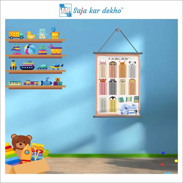saja kar dekho TABLES Wall Handing Poster For Kids | TABLES With Picture High Quality Weather Resistant HD Wall Poster | 30 x 48 inch | - 30 x 48 inch
