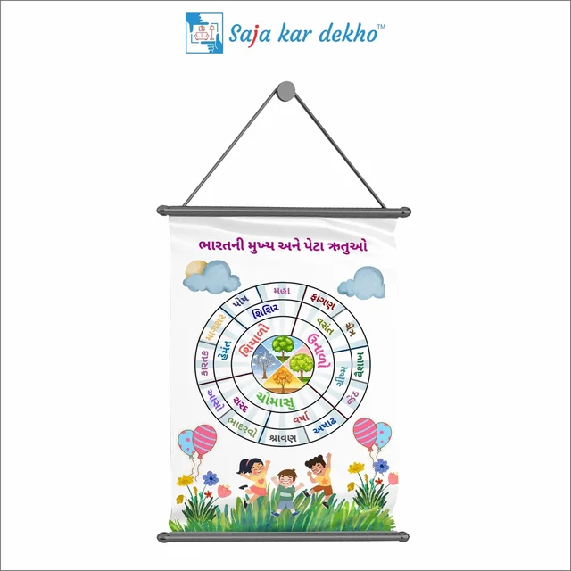 saja kar dekho SEASON (ઋતુ) Wall Handing Poster For Kids | SEASON (ઋતુ) With Picture High Quality Weather Resistant HD Wall Poster | 30 x 48 inch | - 30 x 48 inch
