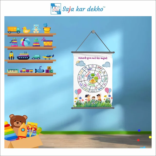 saja kar dekho SEASON (ઋતુ) Wall Handing Poster For Kids | SEASON (ઋતુ) With Picture High Quality Weather Resistant HD Wall Poster | 30 x 48 inch | - 30 x 48 inch