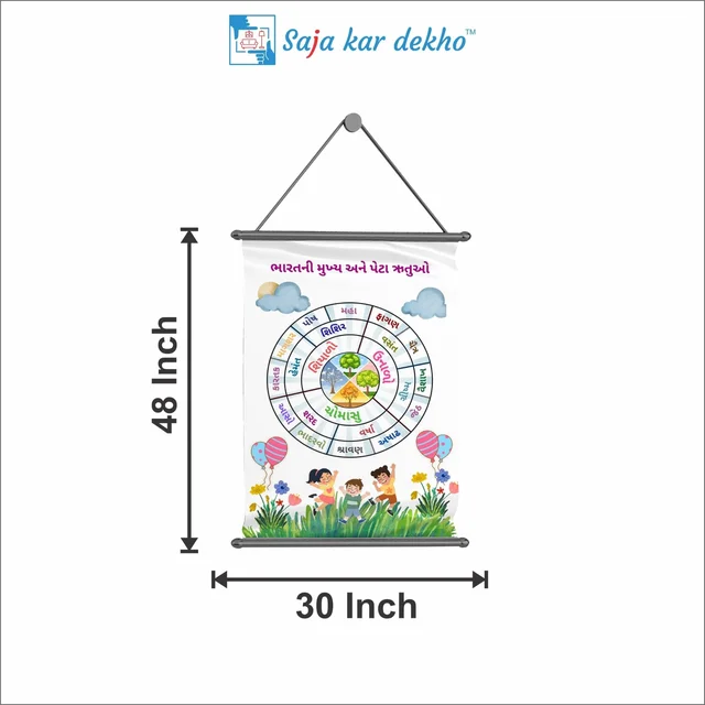 saja kar dekho SEASON (ઋતુ) Wall Handing Poster For Kids | SEASON (ઋતુ) With Picture High Quality Weather Resistant HD Wall Poster | 30 x 48 inch | - 30 x 48 inch