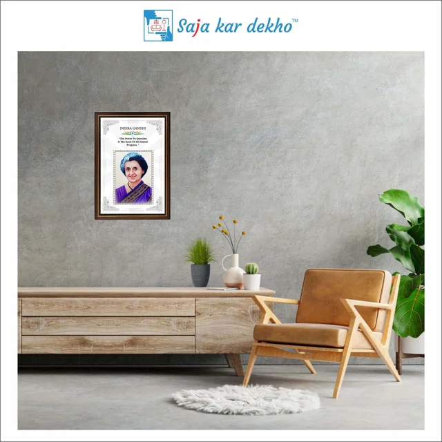 SAJA KAR DEKHO Indira Gandhi Motivational Thought High Quality Weather Resistant HD Wall Frame | 18 x 12 inch | - 18 X 12 INCH