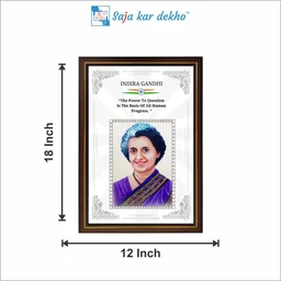 SAJA KAR DEKHO Indira Gandhi Motivational Thought High Quality Weather Resistant HD Wall Frame | 18 x 12 inch | - 18 X 12 INCH