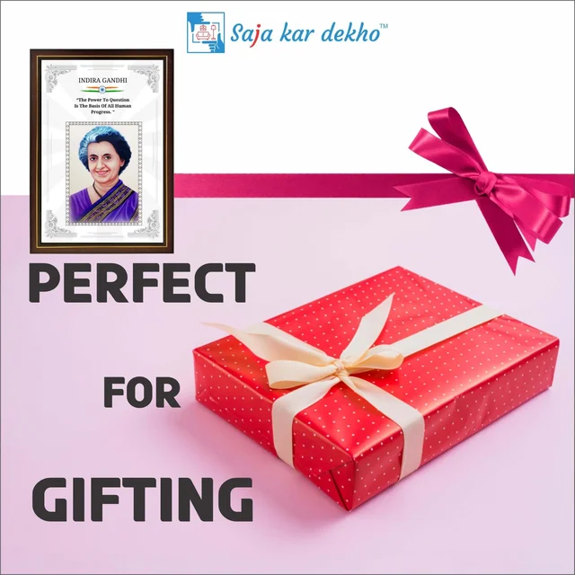 SAJA KAR DEKHO Indira Gandhi Motivational Thought High Quality Weather Resistant HD Wall Frame | 18 x 12 inch | - 18 X 12 INCH