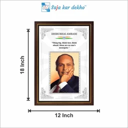SAJA KAR DEKHO Dhirubhai Ambani Motivational Thought High Quality Weather Resistant HD Wall Frame | 18 x 12 inch | - 18 X 12 INCH