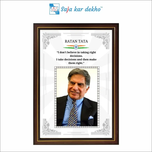 SAJA KAR DEKHO Ratan Tata Motivational Thought High Quality Weather Resistant HD Wall Frame | 18 x 12 inch | - 18 X 12 inch