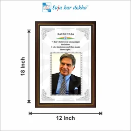 SAJA KAR DEKHO Ratan Tata Motivational Thought High Quality Weather Resistant HD Wall Frame | 18 x 12 inch | - 18 X 12 inch