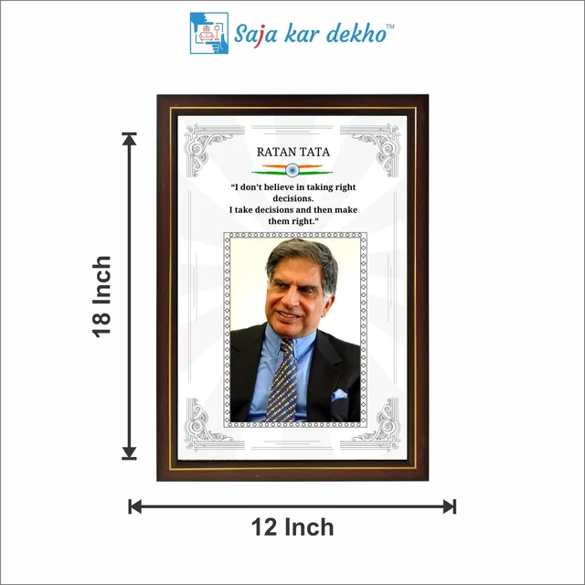 SAJA KAR DEKHO Ratan Tata Motivational Thought High Quality Weather Resistant HD Wall Frame | 18 x 12 inch | - 18 X 12 inch