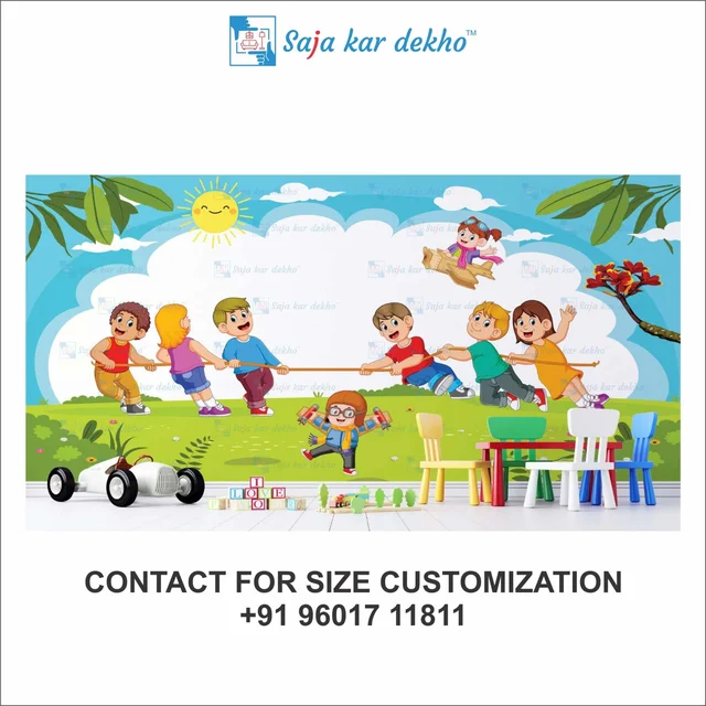 Saja kar dekho Wall Handing Wallpaper For Pre School | Picture High Quality Weather Resistant HD Wall Paper | 5 x 10 ft | - 5 x 10 ft
