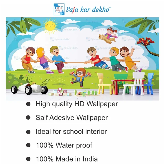 Saja kar dekho Wall Handing Wallpaper For Pre School | Picture High Quality Weather Resistant HD Wall Paper | 5 x 10 ft | - 5 x 10 ft