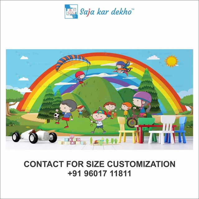 Saja kar dekho Wall Handing Wallpaper For Pre School | Picture High Quality Weather Resistant HD Wall Paper | 5 x 10 ft | - 5 x 10 ft