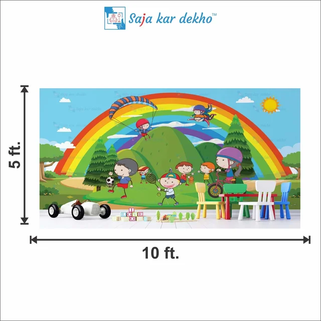 Saja kar dekho Wall Handing Wallpaper For Pre School | Picture High Quality Weather Resistant HD Wall Paper | 5 x 10 ft | - 5 x 10 ft