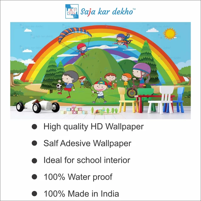 Saja kar dekho Wall Handing Wallpaper For Pre School | Picture High Quality Weather Resistant HD Wall Paper | 5 x 10 ft | - 5 x 10 ft