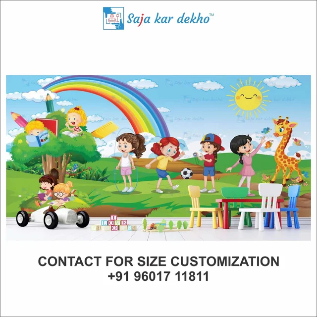 Saja kar dekho Wall Handing Wallpaper For Pre School | Picture High Quality Weather Resistant HD Wall Paper | 5 x 10 ft | - 5 x 10 ft