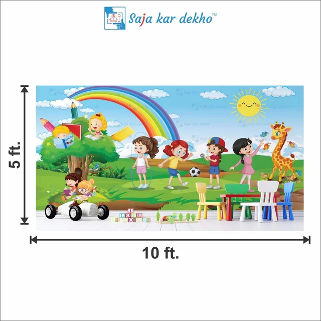 Saja kar dekho Wall Handing Wallpaper For Pre School | Picture High Quality Weather Resistant HD Wall Paper | 5 x 10 ft | - 5 x 10 ft