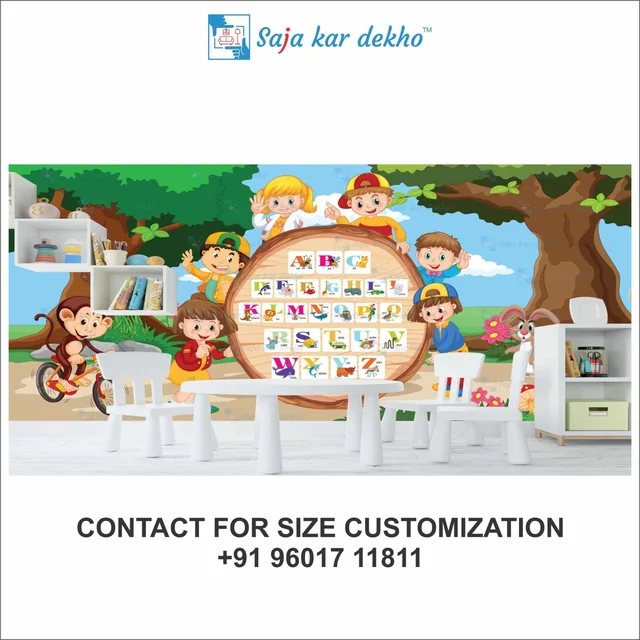 Saja kar dekho Wall Handing Wallpaper For Pre School | Picture High Quality Weather Resistant HD Wall Paper | 5 x 10 ft | - 5 x 10 ft